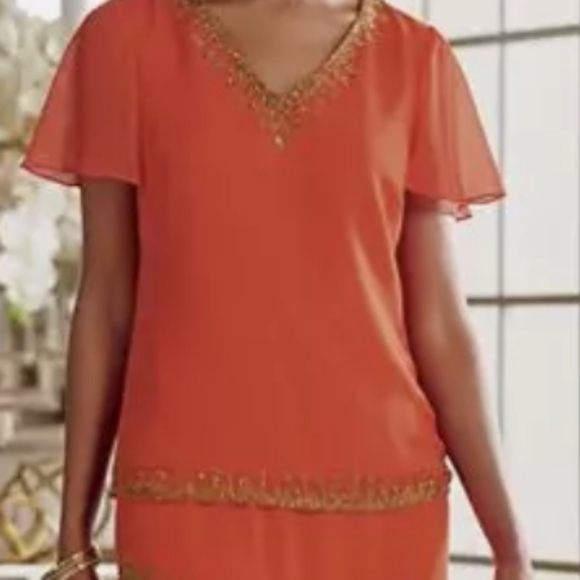 Final $6 3/$14 Ashro "Annabell Bronze Beaded Top" Sz. S - Picture 3 of 4